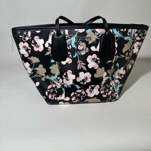 Kenneth Cole Reaction Black and Pink Floral Tote Bag